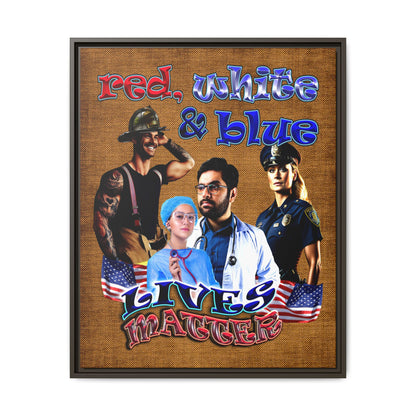 rw&b lives matter - framed canvas art (brown papyrus)