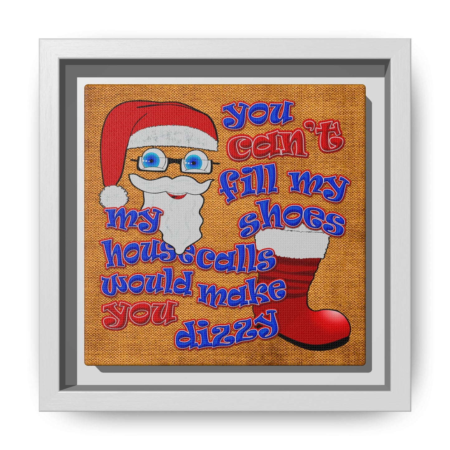 santa's shoes - framed canvas art (brown papyrus)