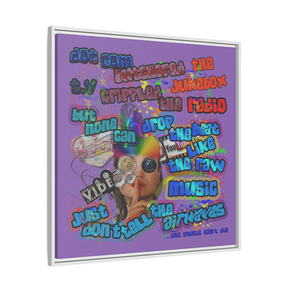 drop the beat - framed canvas art (light purple)