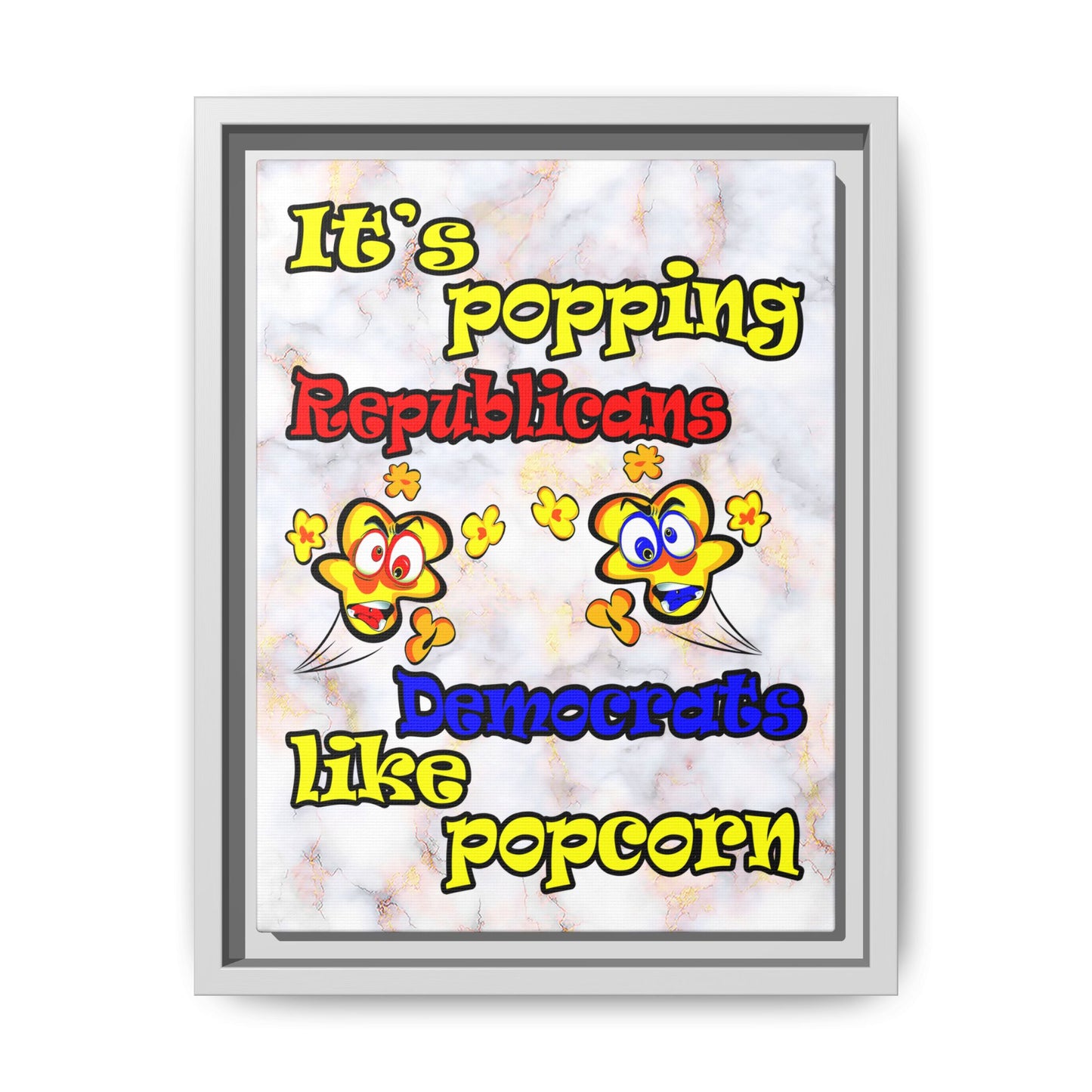 popping like popcorn - framed canvas art (white marble)