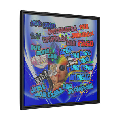 drop the beat - framed canvas art (blue-white wave)