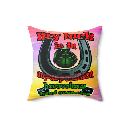 my luck - Faux Suede Square Pillow - (color blur)