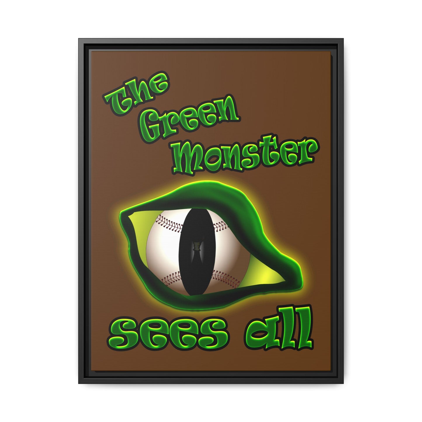 green monster - framed canvas art (brown)