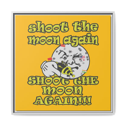 shoot the moon again - framed canvas art (yellow)