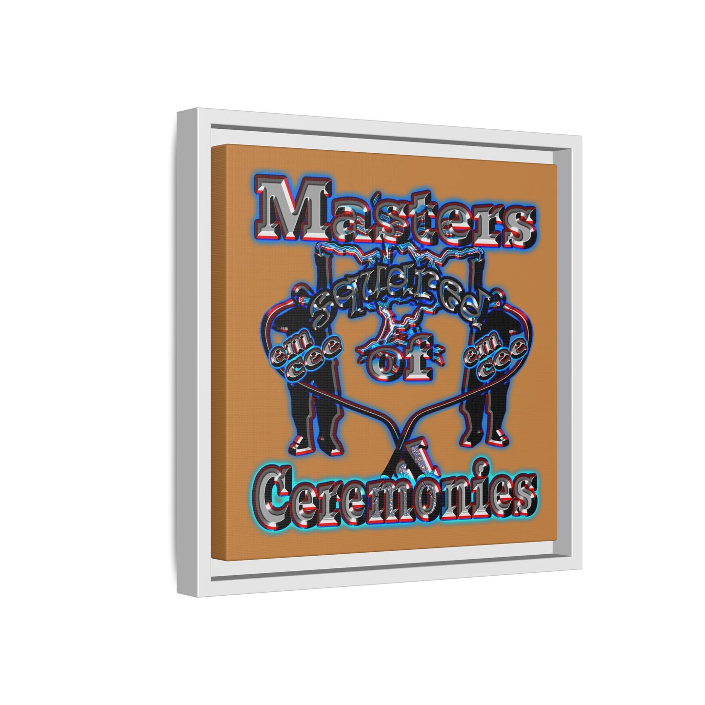 em cee squared - framed canvas art (light brown)