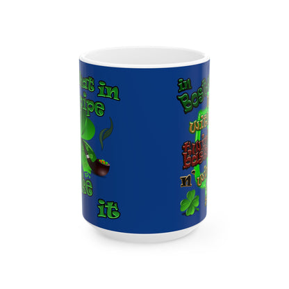 celtics logo - White Mug (dark blue)
