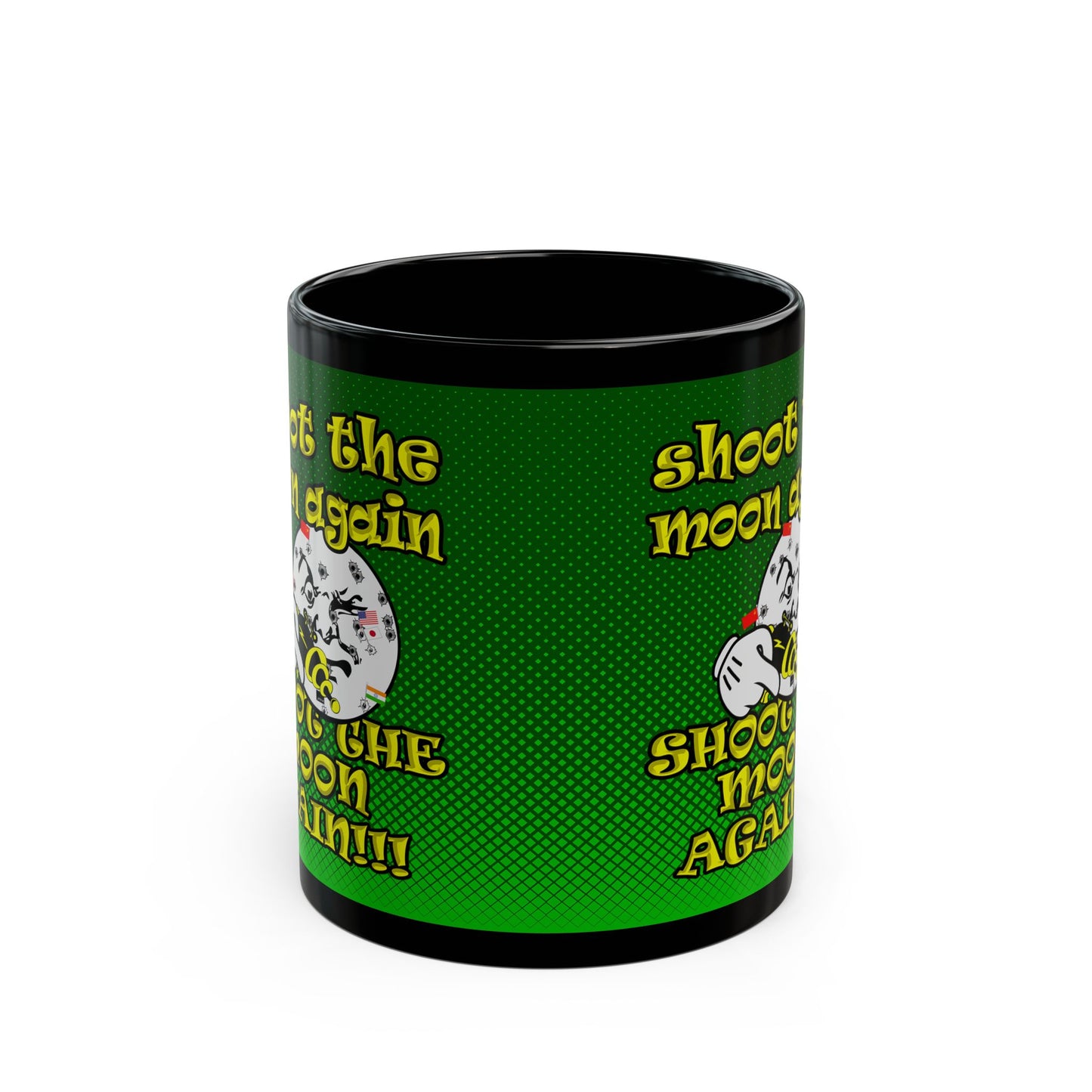 shoot the moon again - Black Mug (logo green)