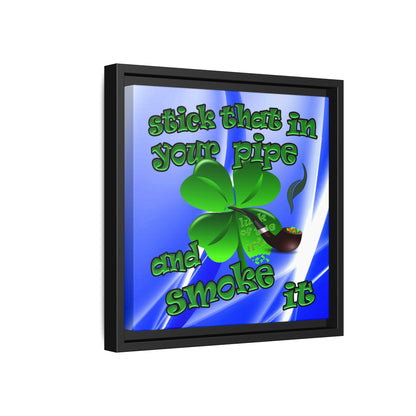 stick that in your pipe and smoke it - framed canvas art (blue-white wave)