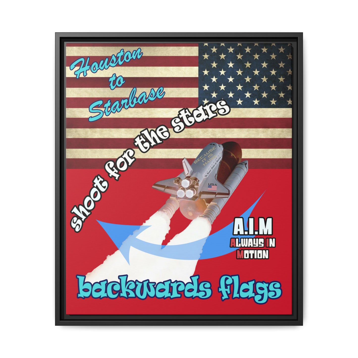 shoot for the stars - framed canvas art (dark red)