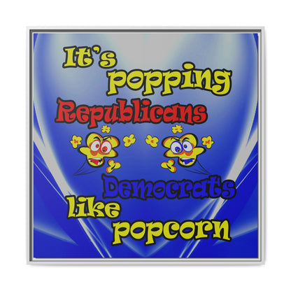 popping like popcorn - framed canvas art (blue-white wave)