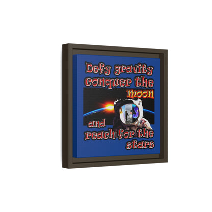 defy conquer reach - framed canvas art (dark blue)