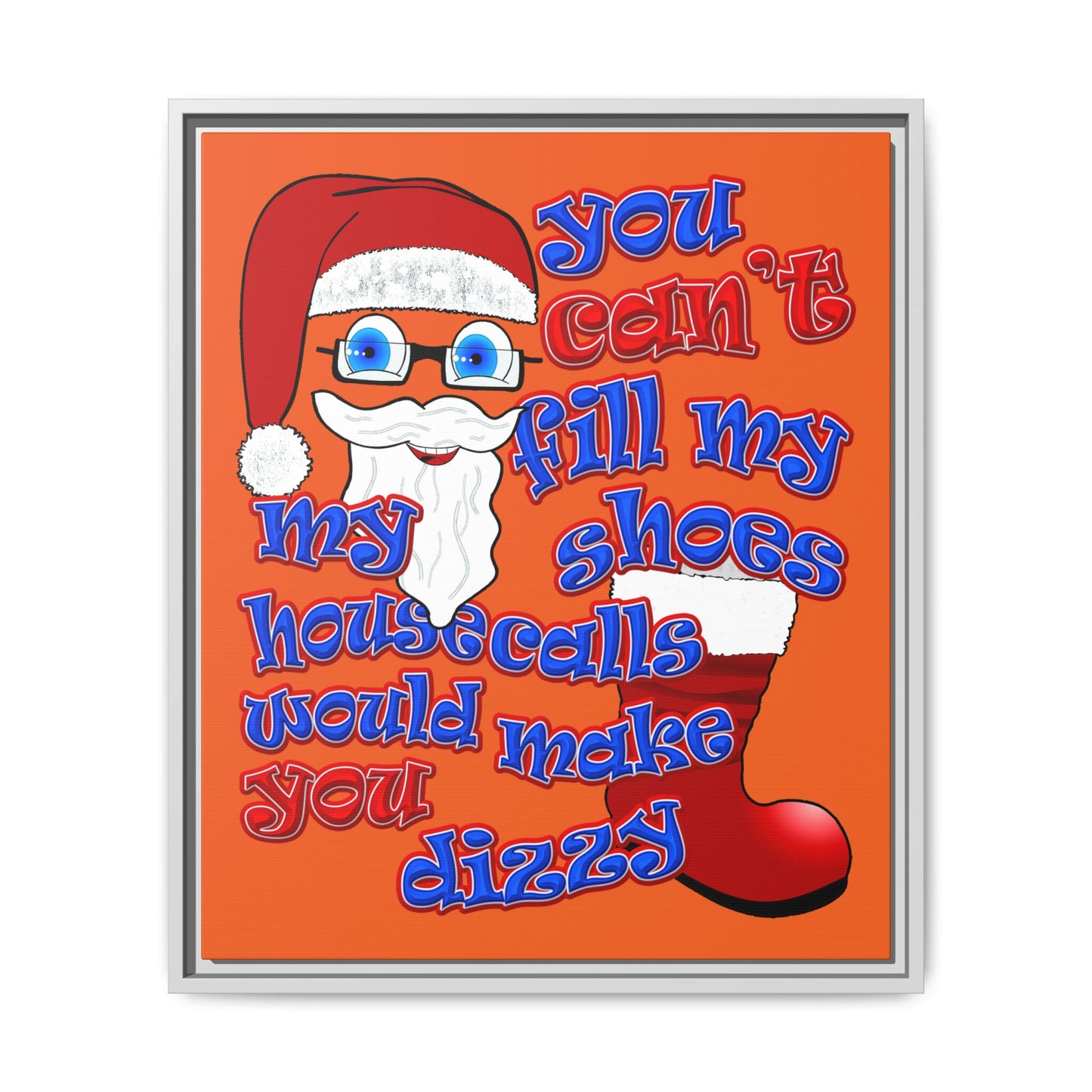 santa's shoes - framed canvas art (orange)