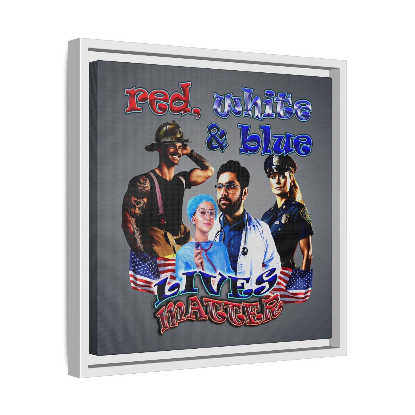 rw&b lives matter - framed canvas art (grey-light grey)