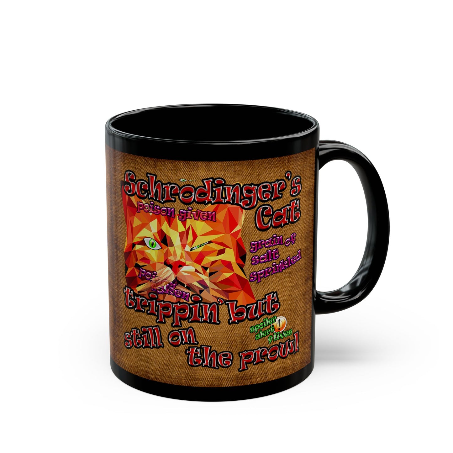 schrodinger's cat - Black Mug (brown papyrus)