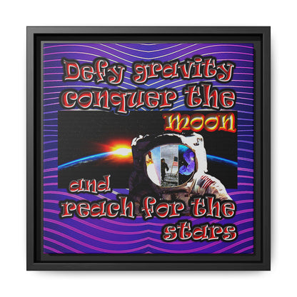 defy conquer reach - framed canvas art (purple wave)
