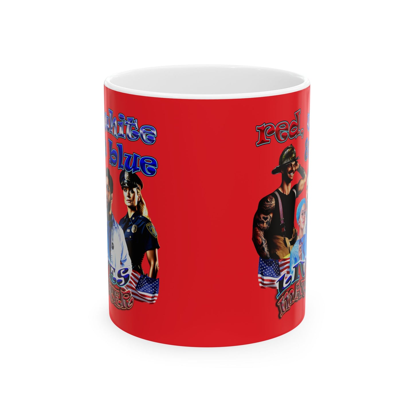 rw&b lives matter - White Mug (red)