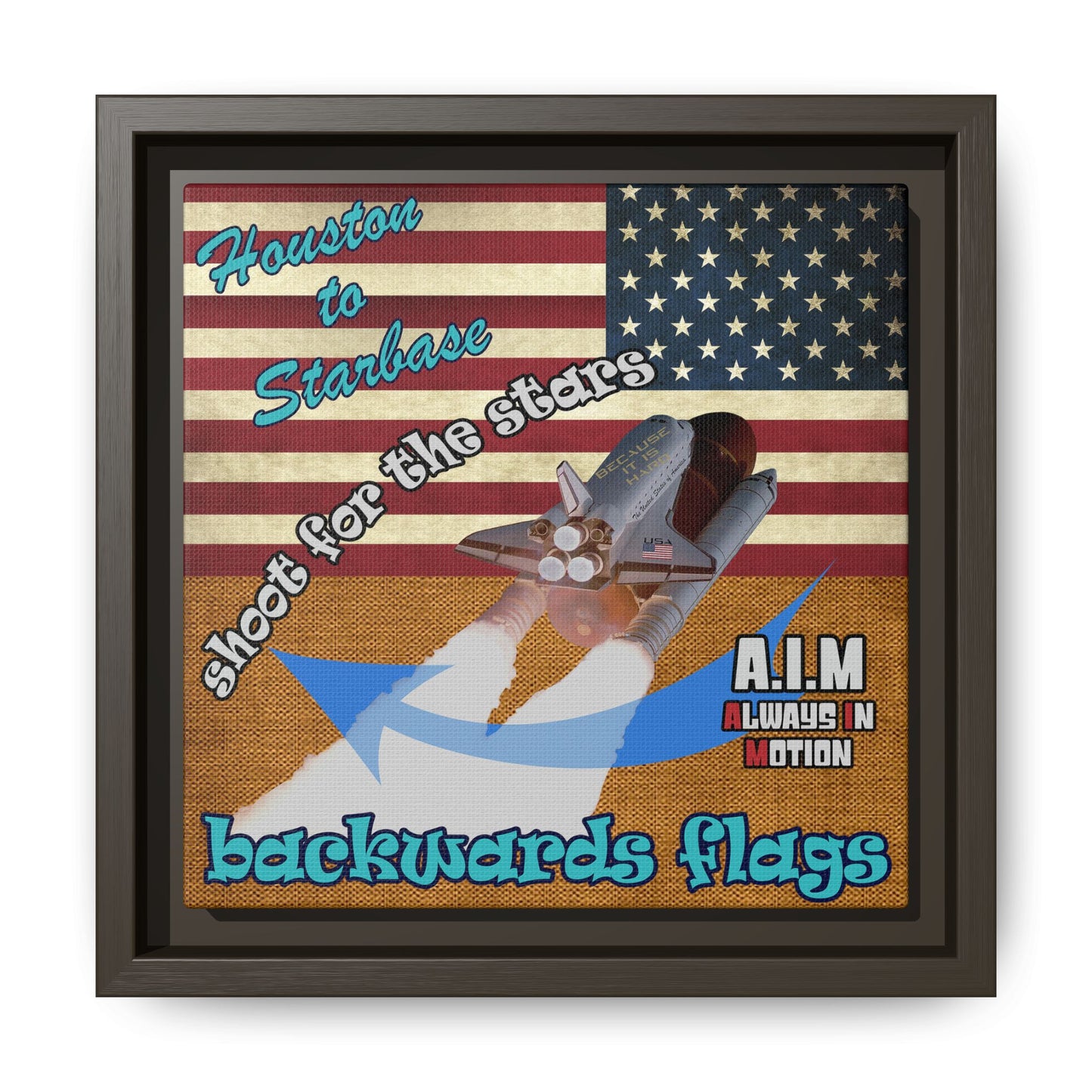 shoot for the stars - framed canvas art (brown papyrus)