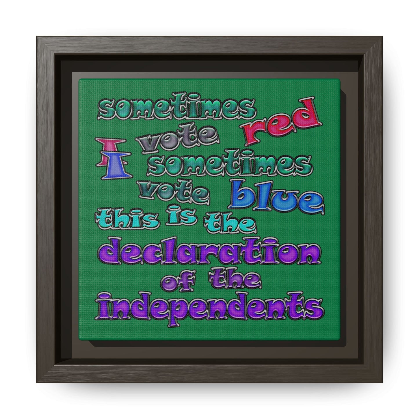 declaration of the independents - framed canvas art (dark green)