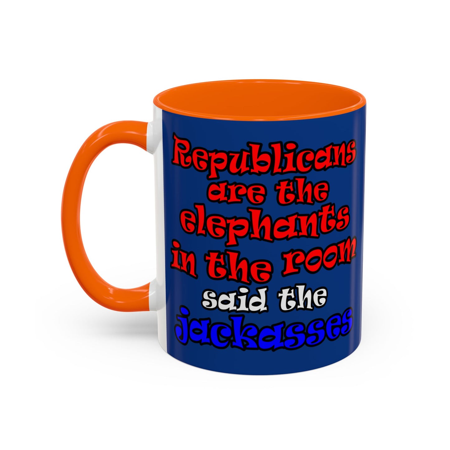 donkeys and elephants - Accent Mug (dark blue)