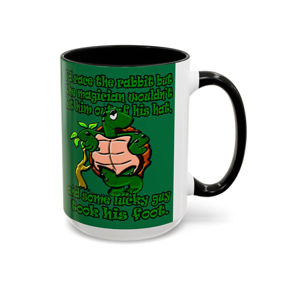turtle race - Accent Mug (dark green)