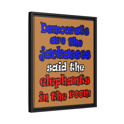donkeys and elephants - framed canvas art (light brown)