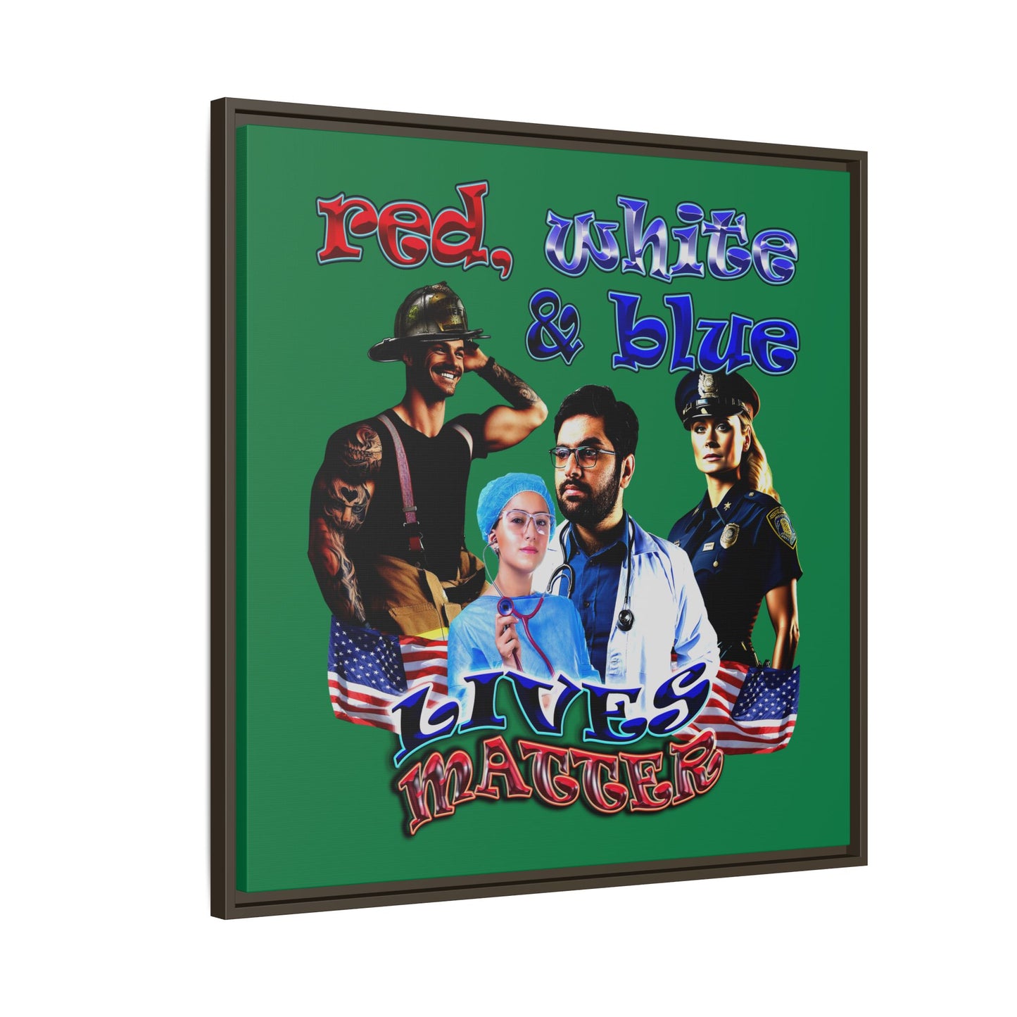 rw&b lives matter - framed canvas art (dark green)