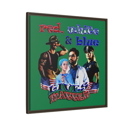 rw&b lives matter - framed canvas art (dark green)