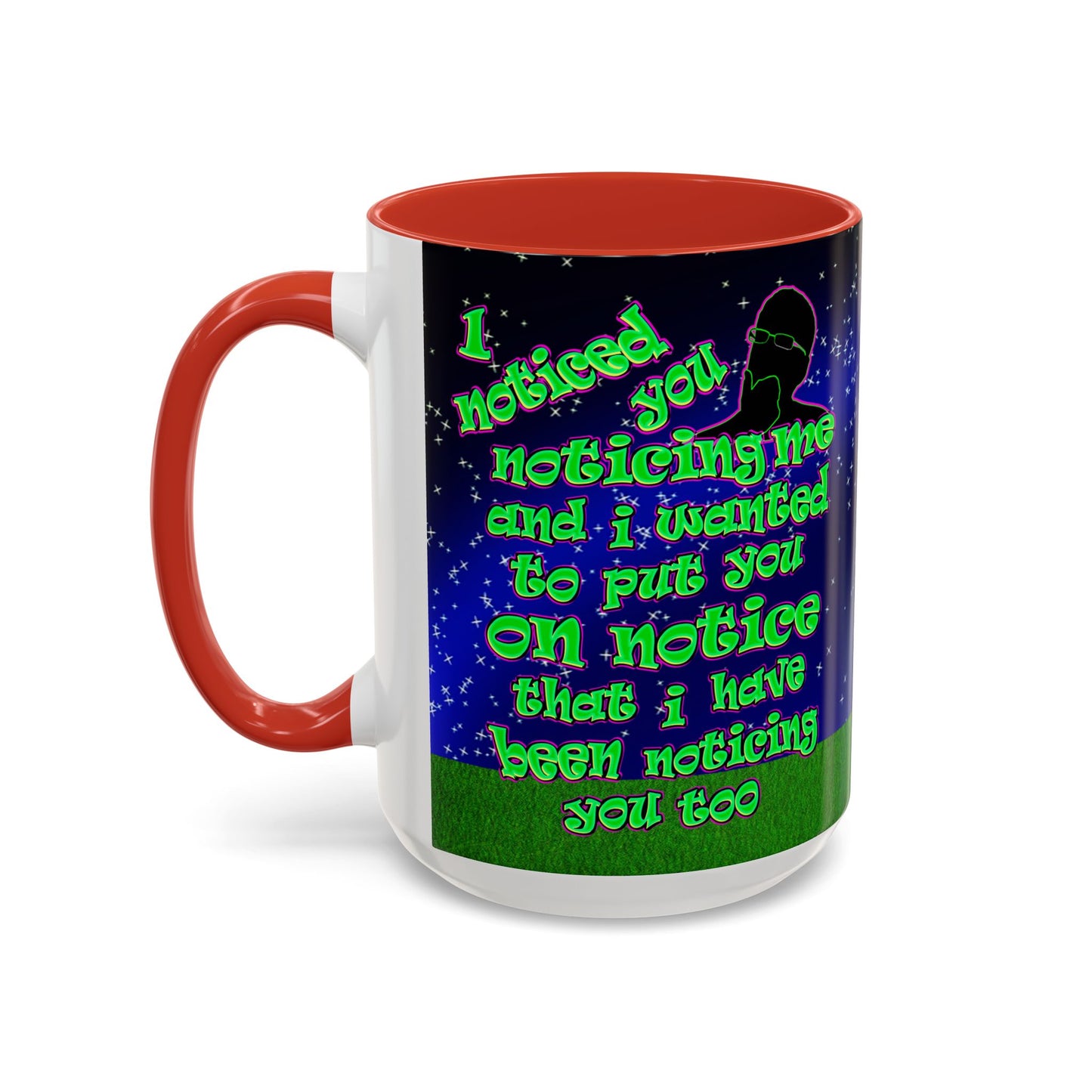 noticed you noticing - Accent Mug ('snoops' background)