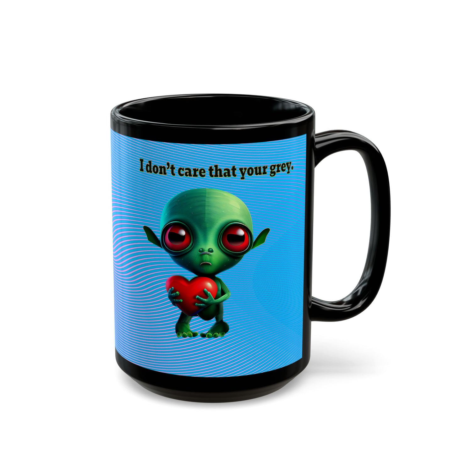 I don't care that your grey - Black Mug (light blue-purple wave)