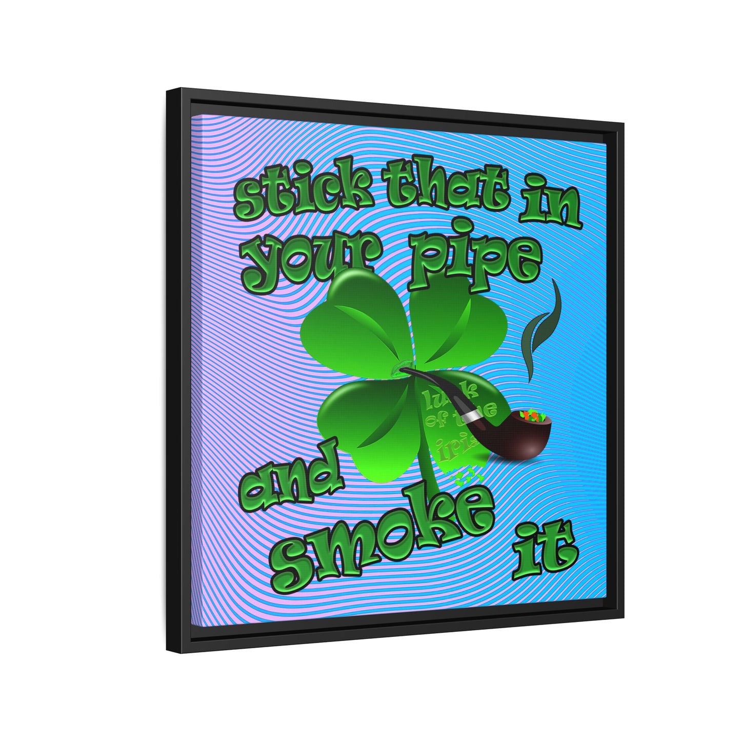 stick that in your pipe and smoke it - framed canvas art (light blue-purple wave)