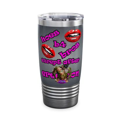 hoes b4 bros - Ringneck Tumbler, 20oz (grey-light grey)