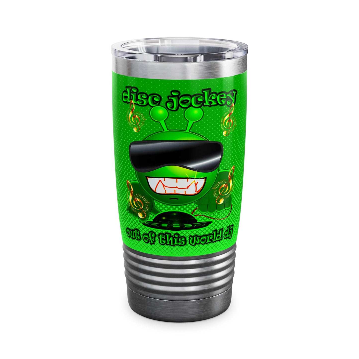 disc jockey - Ringneck Tumbler, 20oz (logo green)