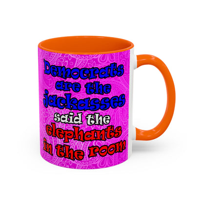 donkeys and elephants - Accent Mug (pink swirl)