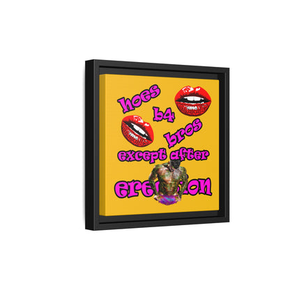 hoes b4 bros - framed canvas art (yellow)