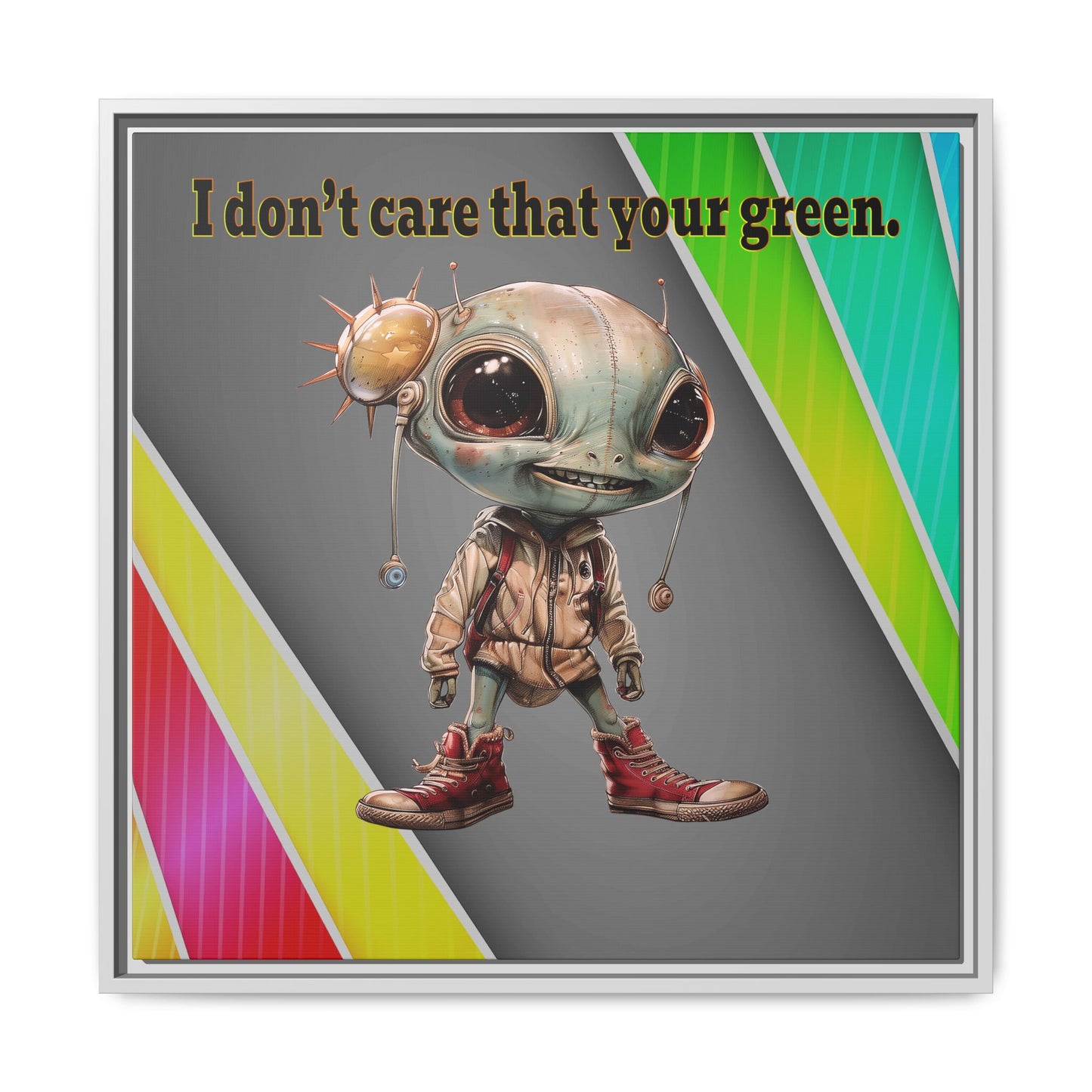 I don't care that your green - framed canvas art (rainbow split)
