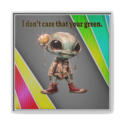 I don't care that your green - framed canvas art (rainbow split)