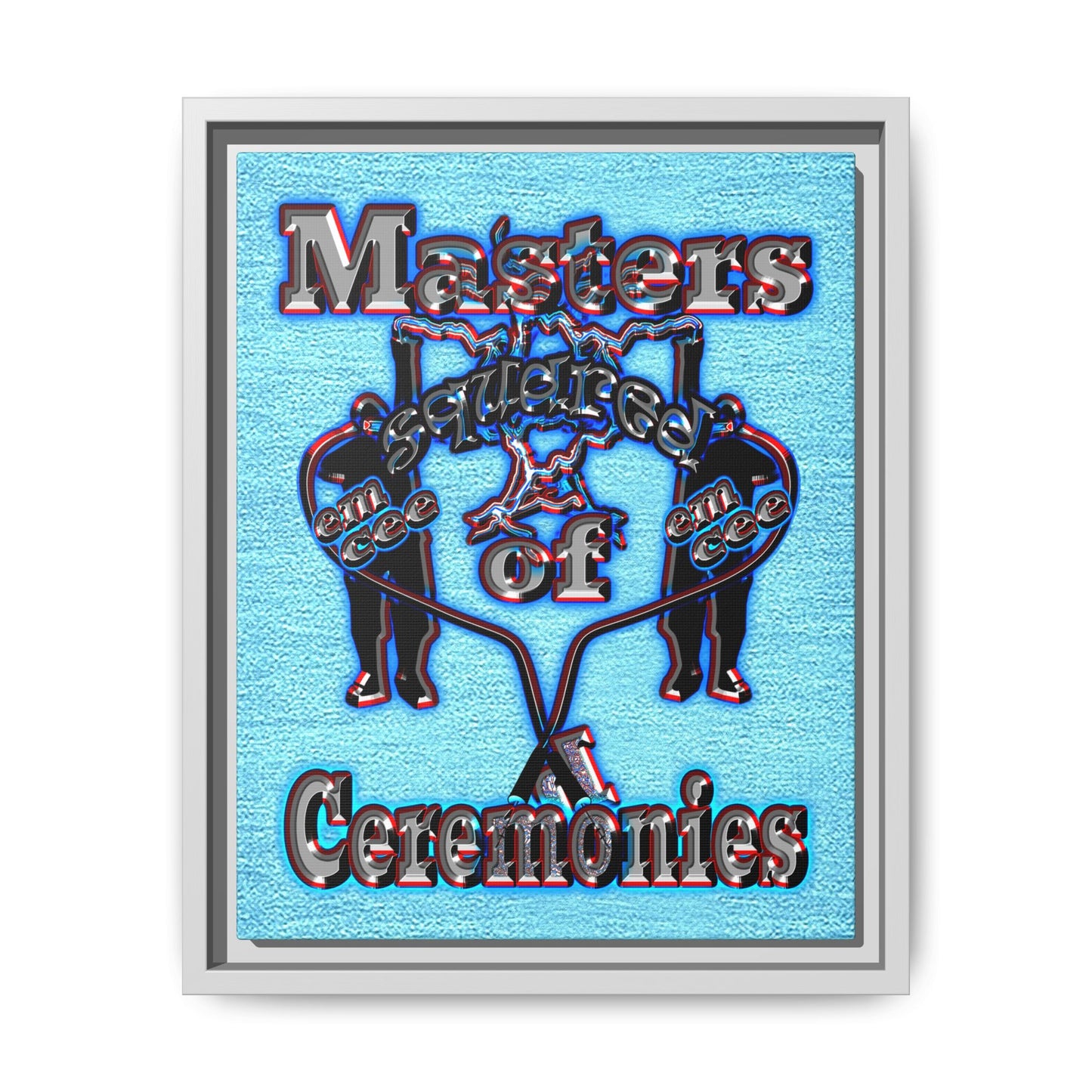 em cee squared - framed canvas art (faded blue)