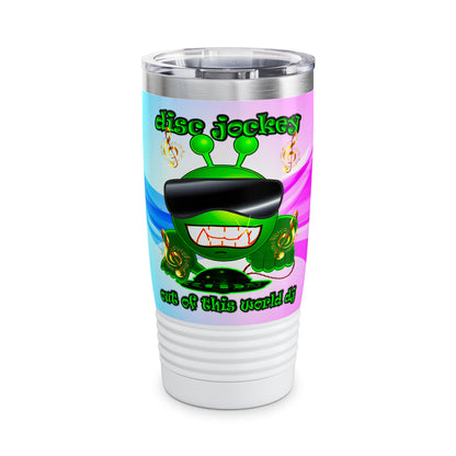 disc jockey - Ringneck Tumbler, 20oz (light blue-pink wave)