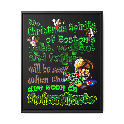christmas spirits of boston - framed canvas art (black)