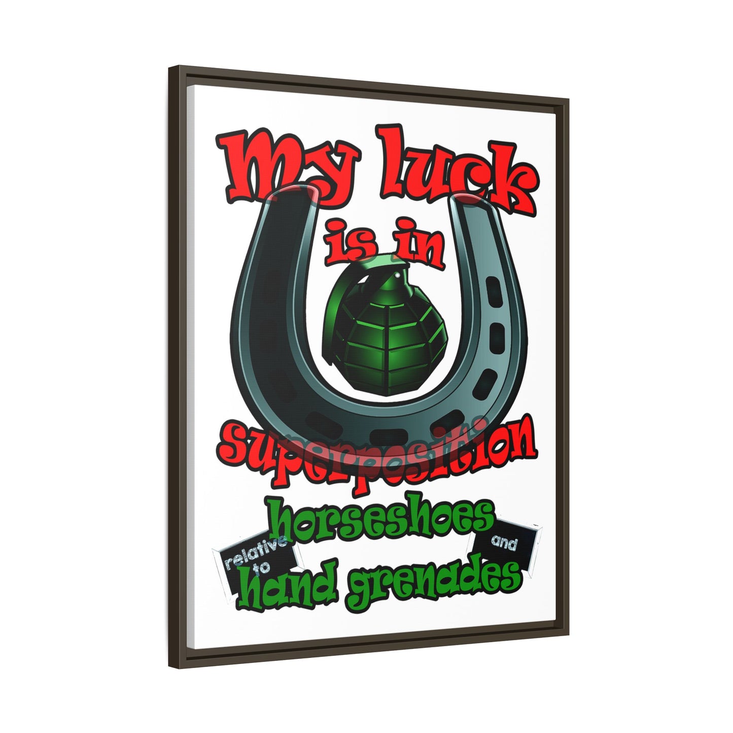 my luck - framed canvas art (white)
