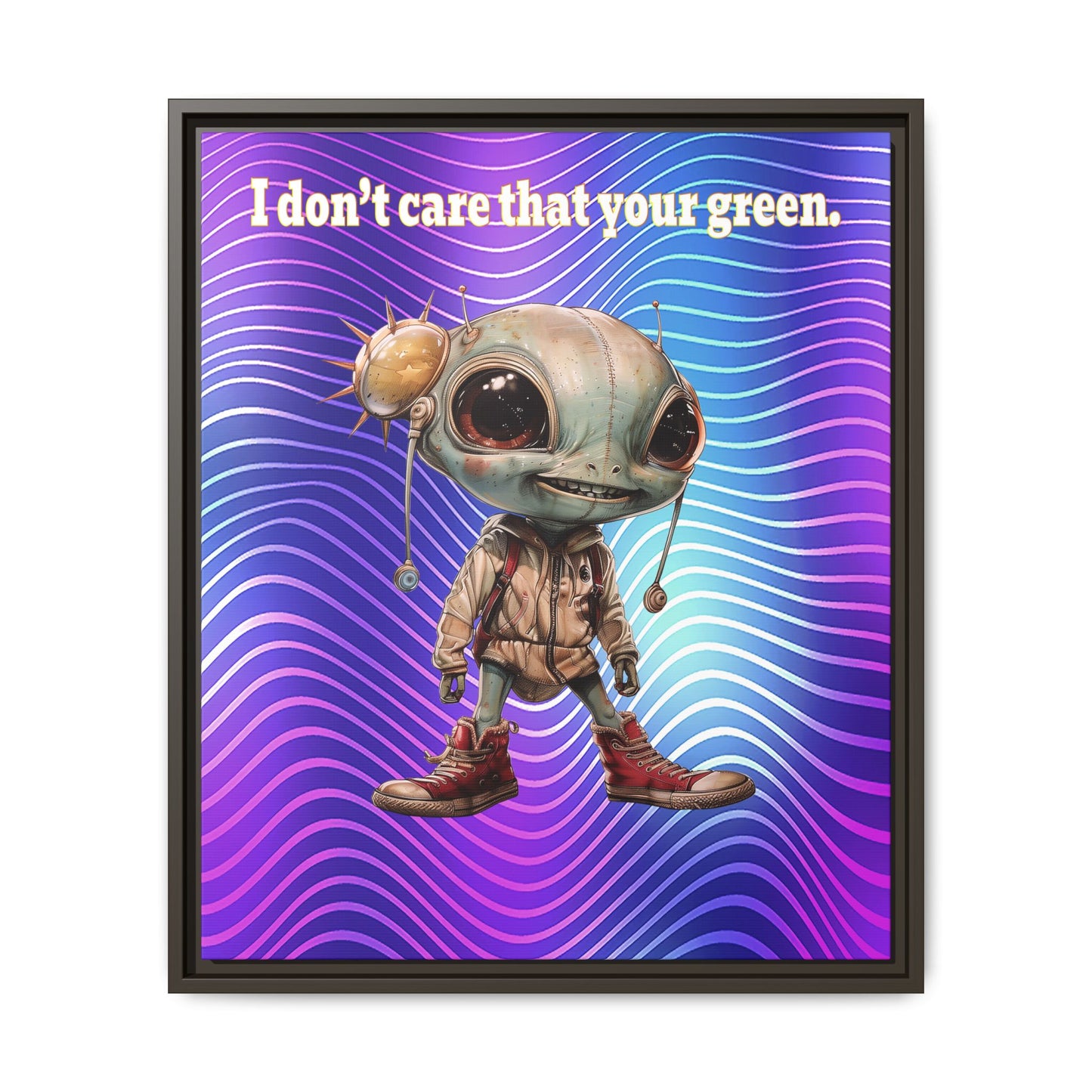 I don't care that your green - framed canvas art (purple wave)