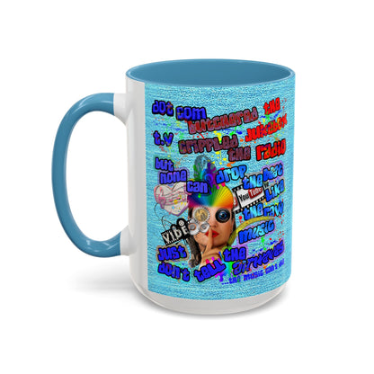 drop the beat - Accent Mug (faded blue)
