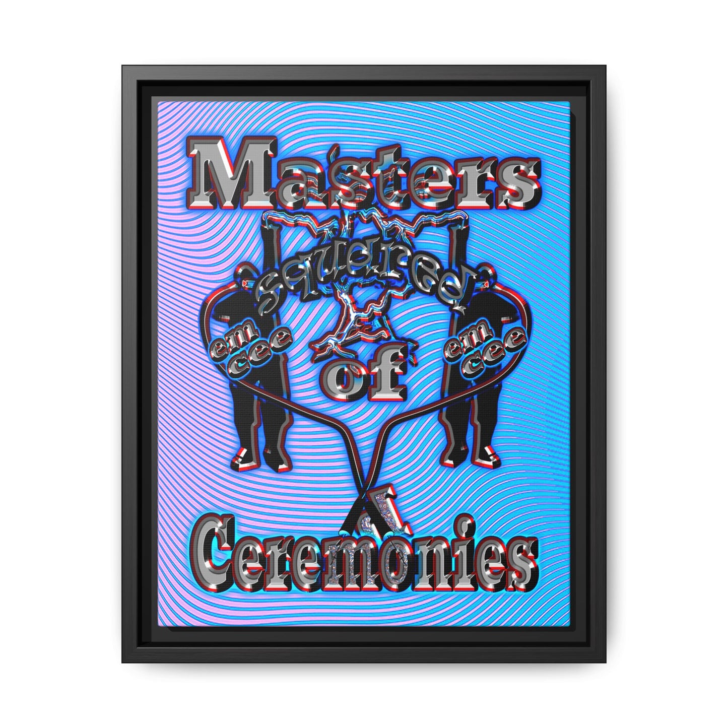 em cee squared - framed canvas art (light blue-purple wave)