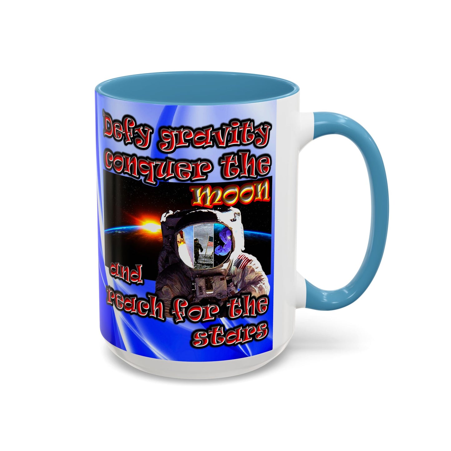 defy conquer reach - Accent Mug (blue-white wave)