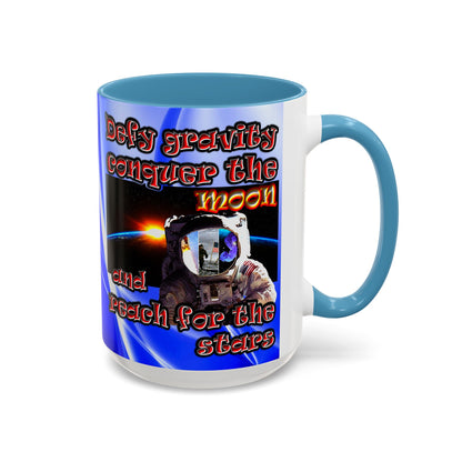 defy conquer reach - Accent Mug (blue-white wave)