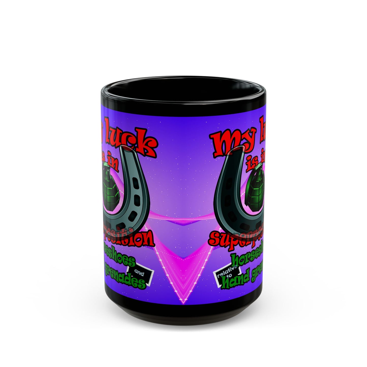 my luck - Black Mug (purple-pink wave)