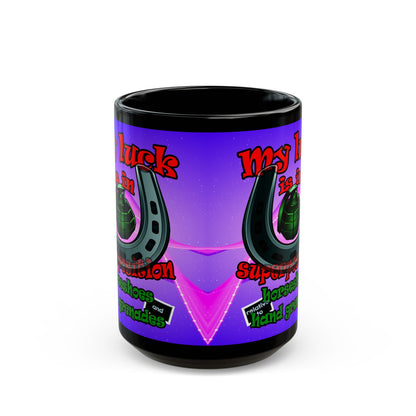 my luck - Black Mug (purple-pink wave)