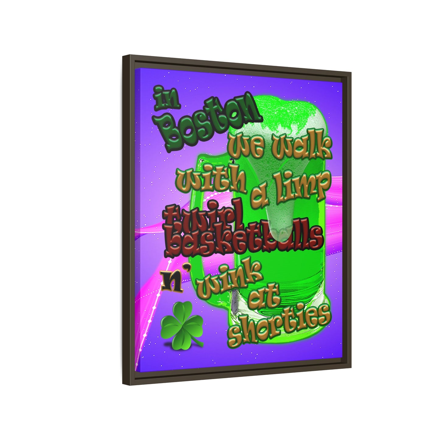 celtics logo - framed canvas art (purple-pink wave)