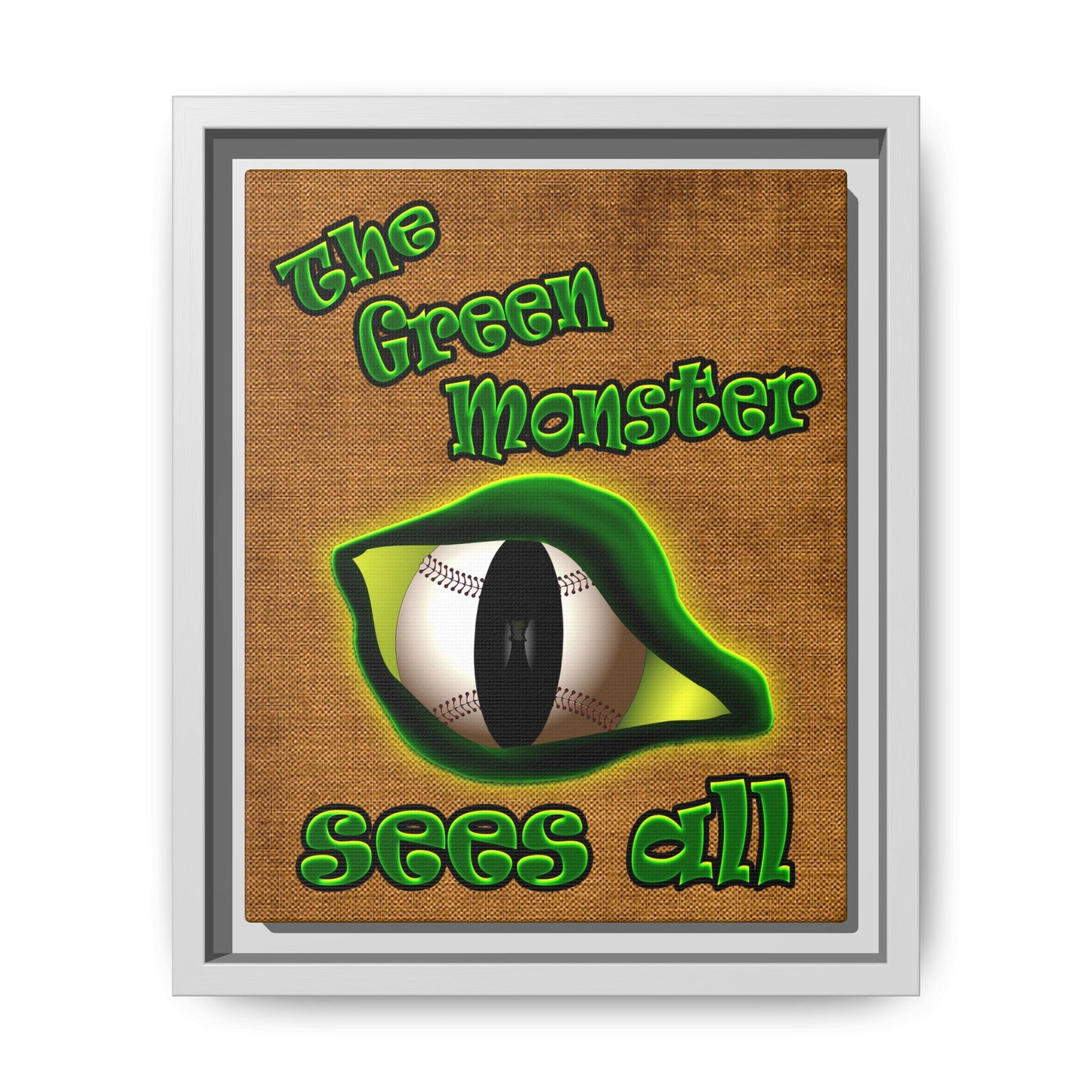 green monster - framed canvas art (brown papyrus)