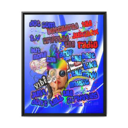 drop the beat - framed canvas art (blue-white wave)